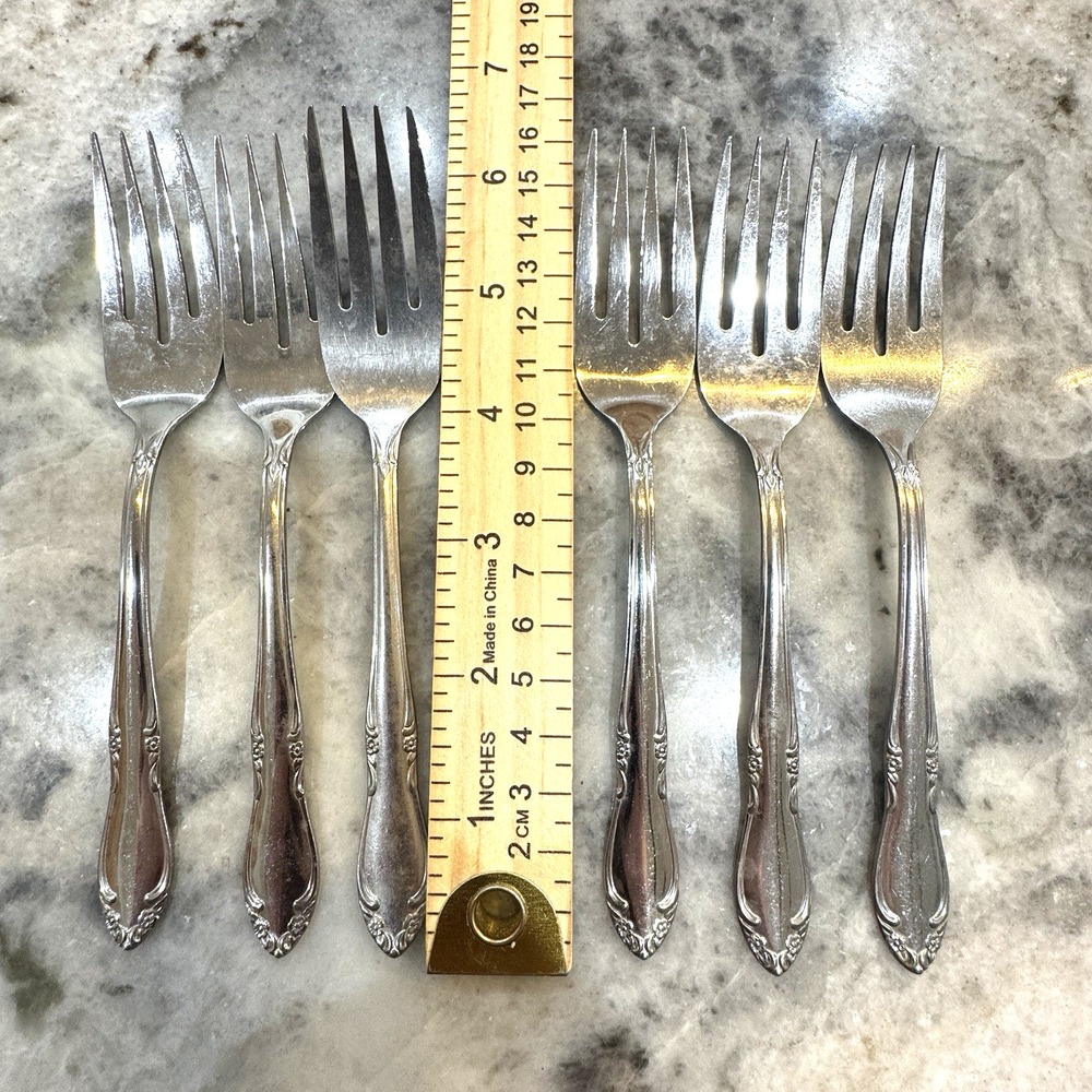 Set Of 6 Oneida Chateau Salad Forks Stainless Steel Flatware 6.5"